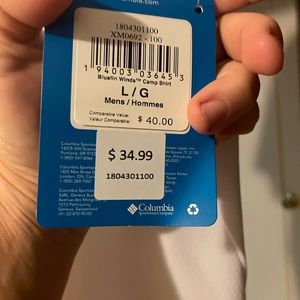 Columbia mens white shirt